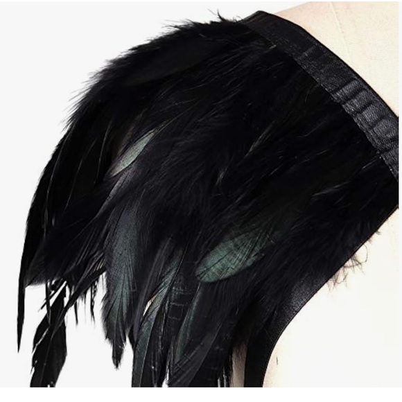 Feather harness strap bondage festival shoulder top gothic rave club minimalist - Picture 2 of 4